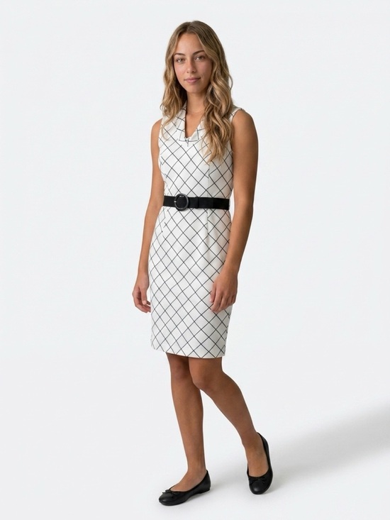 White House Black Market Dresses & Skirts - White House Black Market Dress Womens Size 6 Ivory Windowpane Sheath